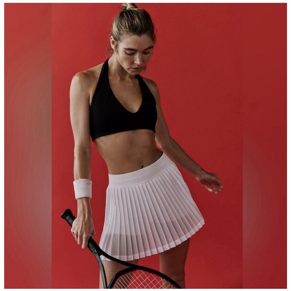 NWT Free People Movement Rally Ruffle Mesh Mini Skirt White Size M/L